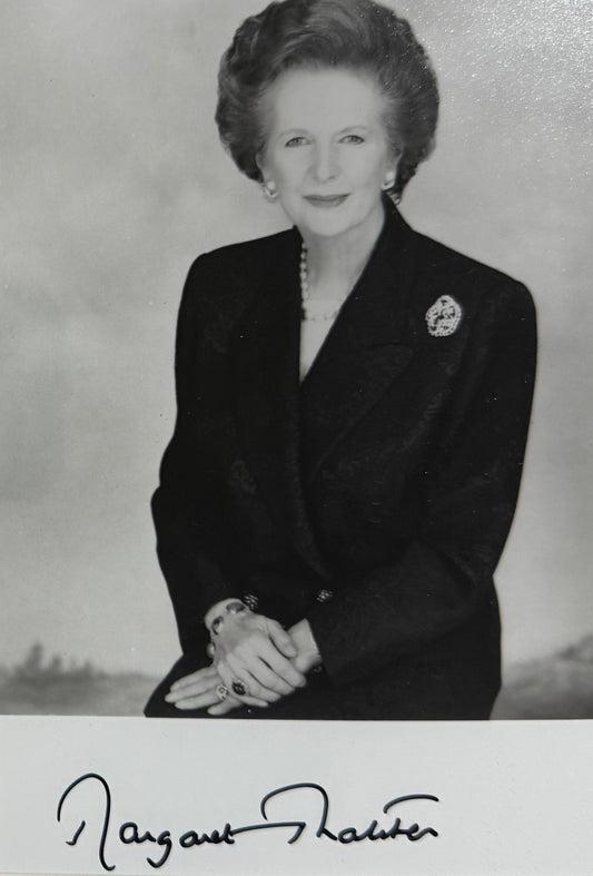 Margaret Thatcher British Prime Minister Hand Signed Photocard Presentation & COA