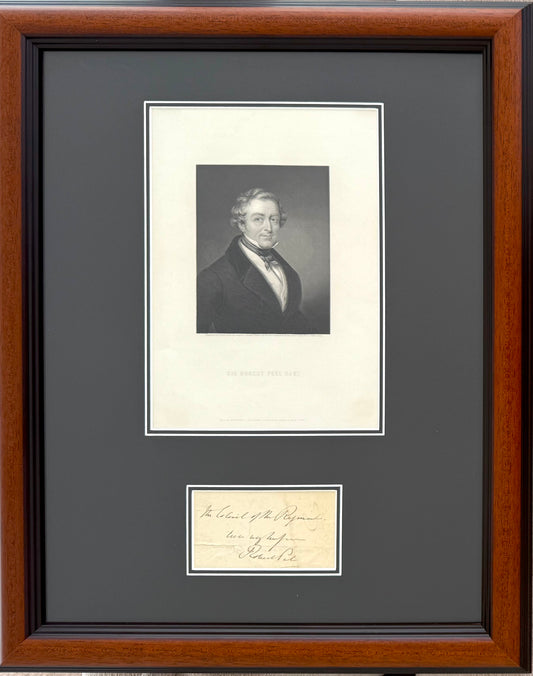 Sir Robert Peel, Former British Prime Minister, Hand Signed Card Presentation With COA