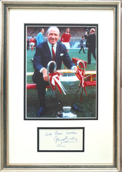 Sir Matt Busby, Manchester United Legend, Hand Signed Card with Photo Presentation & COA