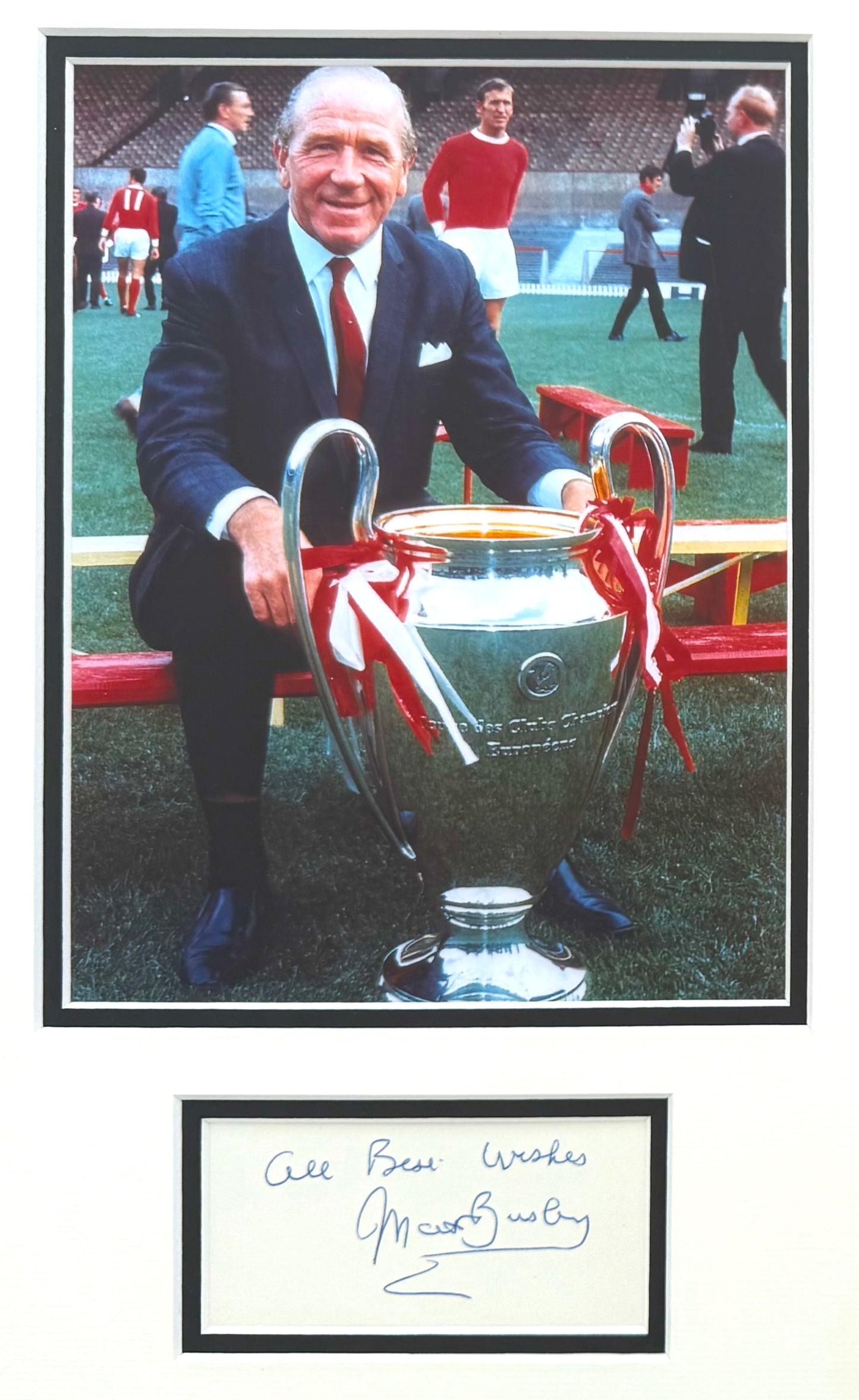 Sir Matt Busby, Manchester United Legend, Hand Signed Card with Photo Presentation & COA