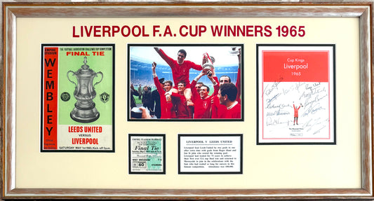 Liverpool FC 1965 FA Cup Winners Multi-Hand Signed Book Page Presentation (80cm x 40cm) With COA