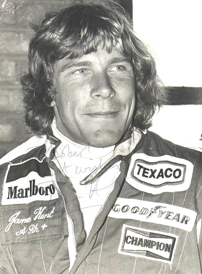 James Hunt, F1 McLaren World Champion Legend, Hand Signed Photo & COA