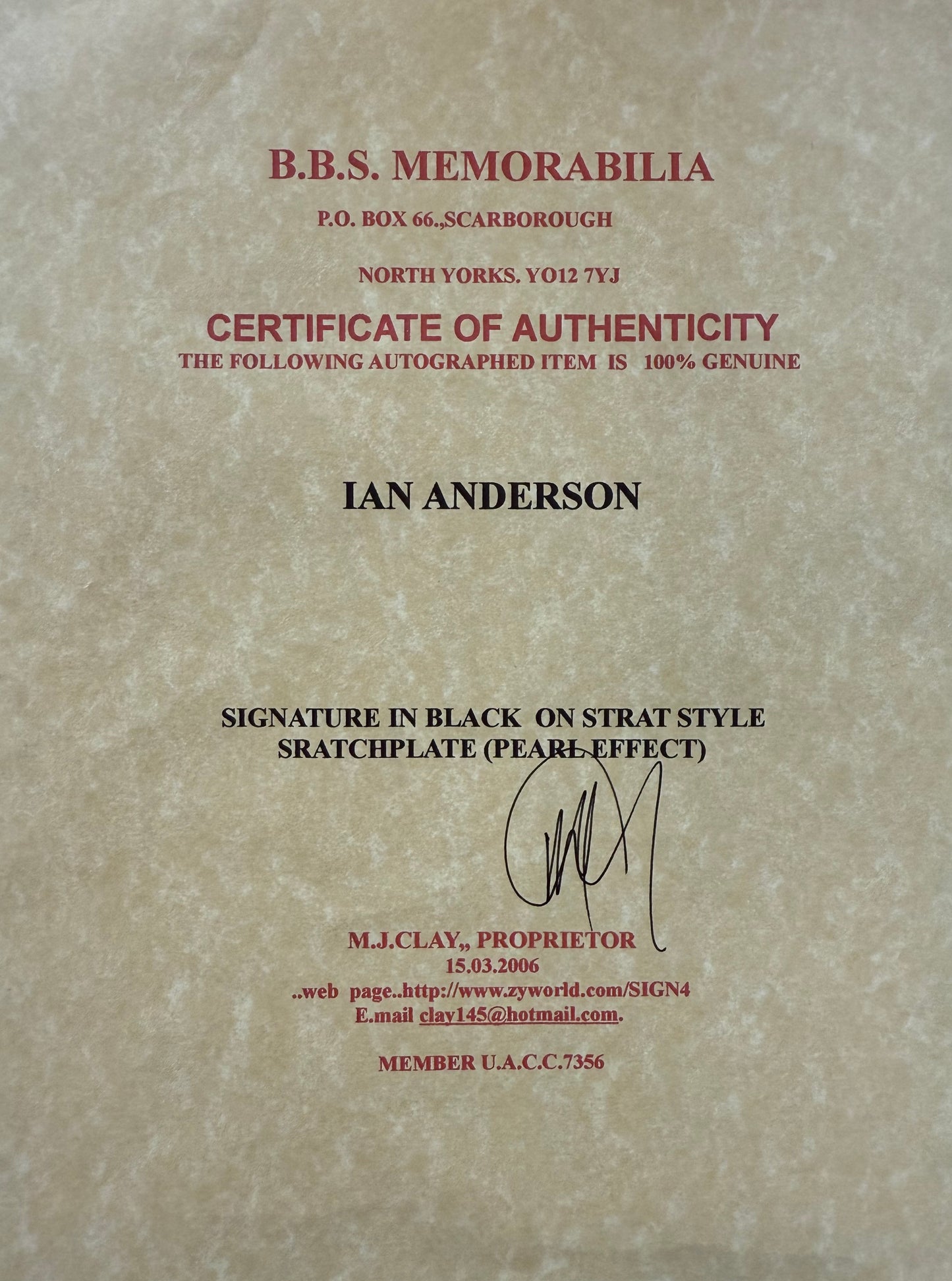 Ian Anderson, Jethro Tull., Guitarist Legend, Hand Signed Guitar & UACC COA