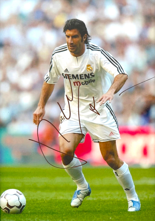 Luis Figo, Real Madrid, Barcelona, Portugal Legend, Hand Signed Photo & COA