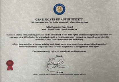 Fabio Cannavaro, Real Madrid, Italian Footballing Legend, Hand Signed Photo & COA