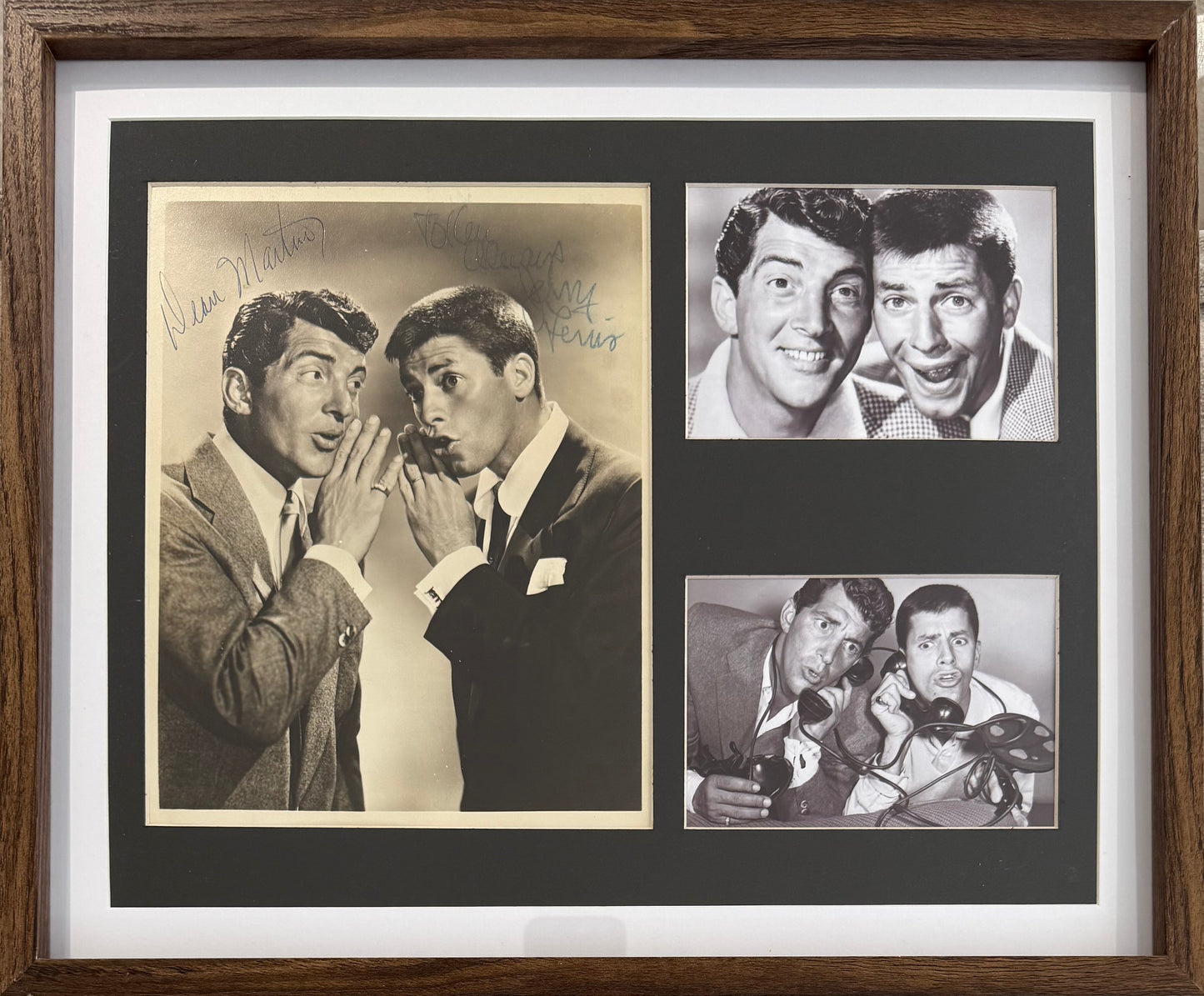 Dean Martin, Jerry Lewis, Guaranteed Hand Signed Framed Photo Presentation With COA