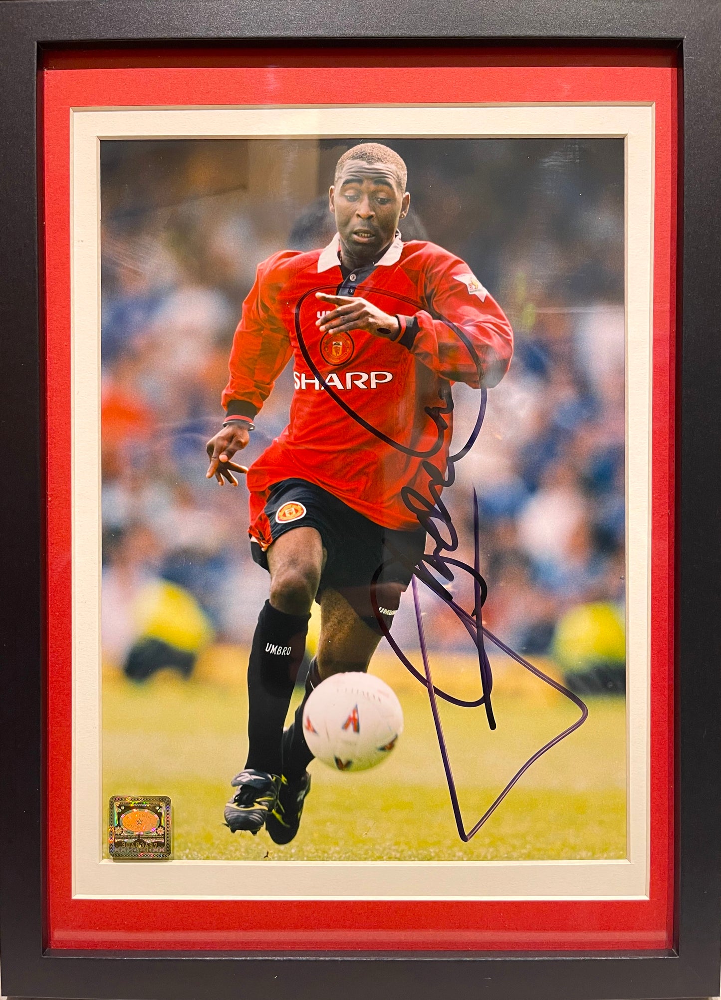 ANDY COLE MANCHESTER UNITED HAND SIGNED PHOTO WITH COA