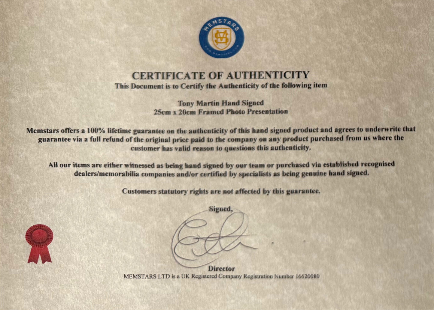 Tony Martin, U.S. Actor, Singer, Guaranteed Hand Signed Framed Publicity Photo With COA