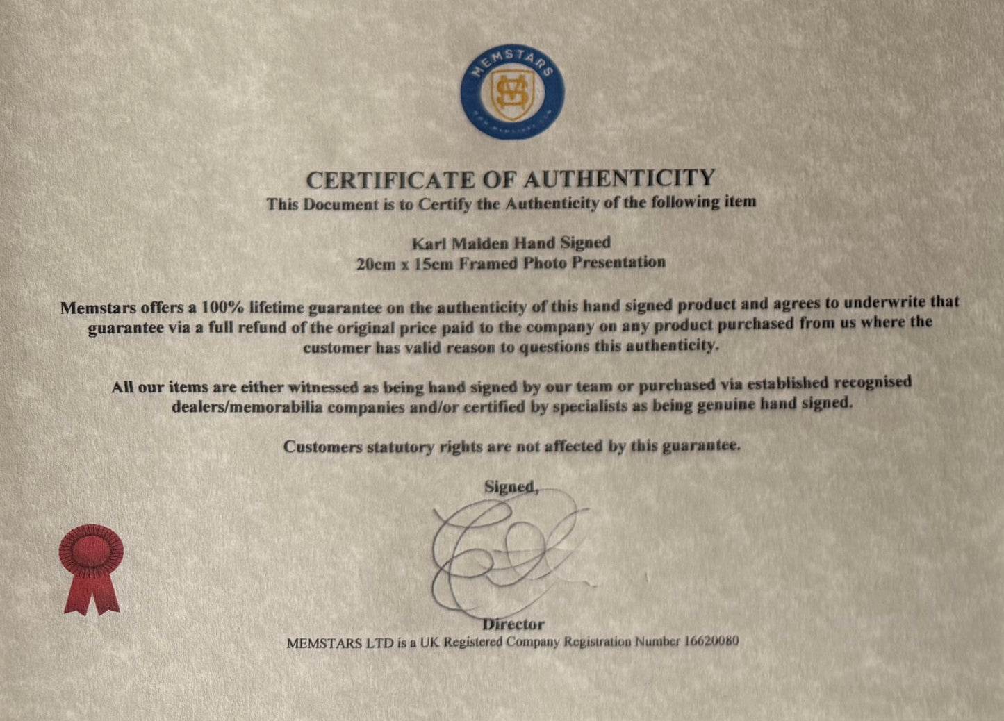 Karl Malden, Oscar Winning Actor, Hand Signed Framed, Mounted Original Publicity Photo & COA