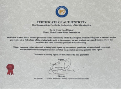 David Owen, Former British Minister Hand Signed Photo With COA