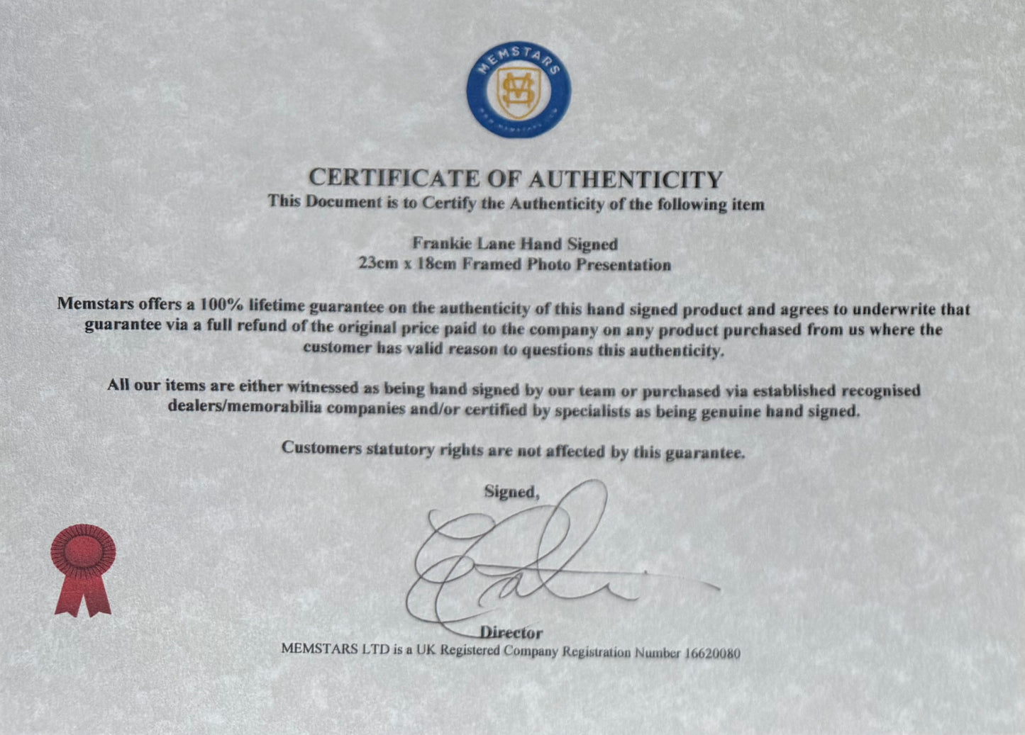 Frankie Laine, U.S. Singer, Songwriter, Guaranteed Hand Signed Framed Publicity Photo With COA