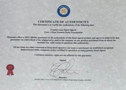 Frankie Laine, U.S. Singer, Songwriter, Guaranteed Hand Signed Framed Publicity Photo With COA