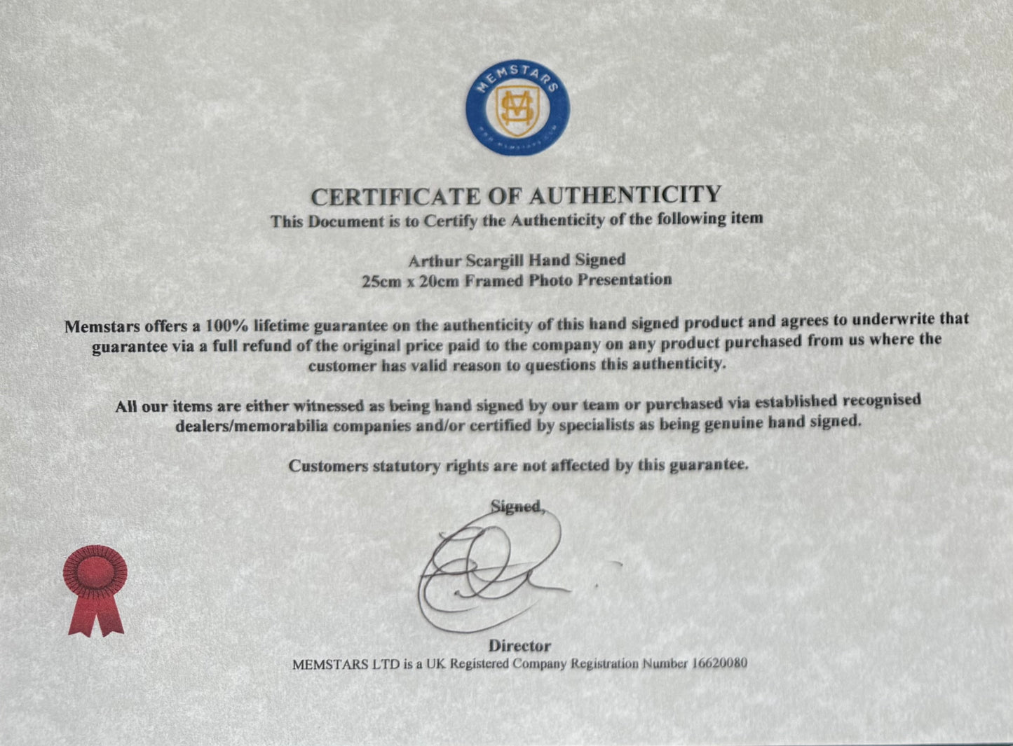 Arthur Scargill, Former National Union of Mineworkers Leader Hand Signed Card Presentation & COA