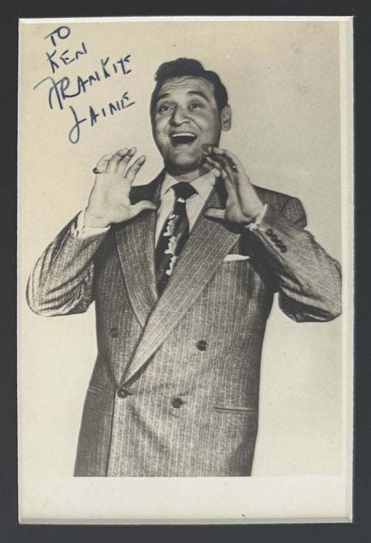 Frankie Laine, U.S. Singer, Songwriter, Guaranteed Hand Signed Framed Publicity Photo With COA