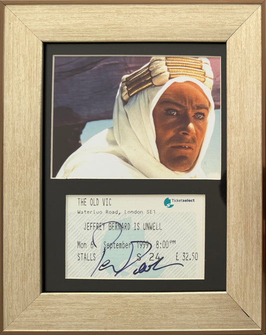 Peter O'Toole, Guaranteed Hand Signed Framed Theatre Ticket & Photo With COA
