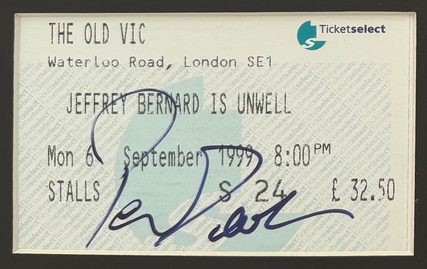 Peter O'Toole, Guaranteed Hand Signed Framed Theatre Ticket & Photo With COA