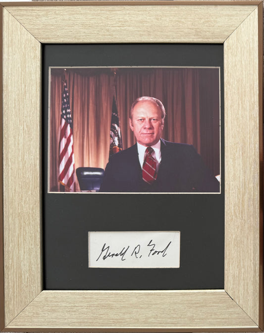 Gerald Ford, Former President, Hand Signed Card & Photo Presentation, With COA