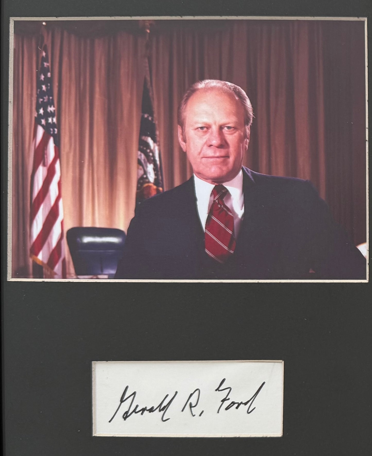 Gerald Ford, Former President, Hand Signed Card & Photo Presentation, With COA