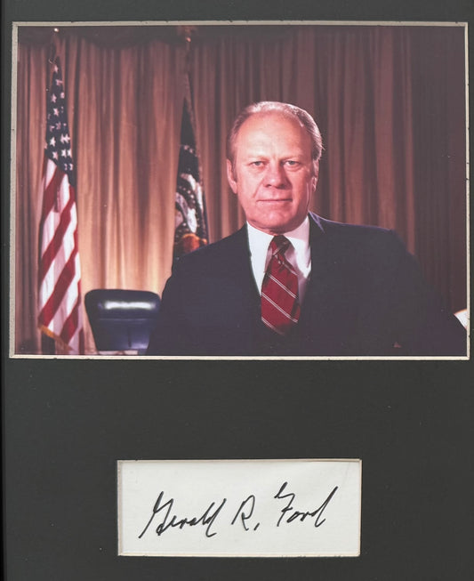 Gerald Ford, Former President, Hand Signed Card & Photo Presentation, With COA