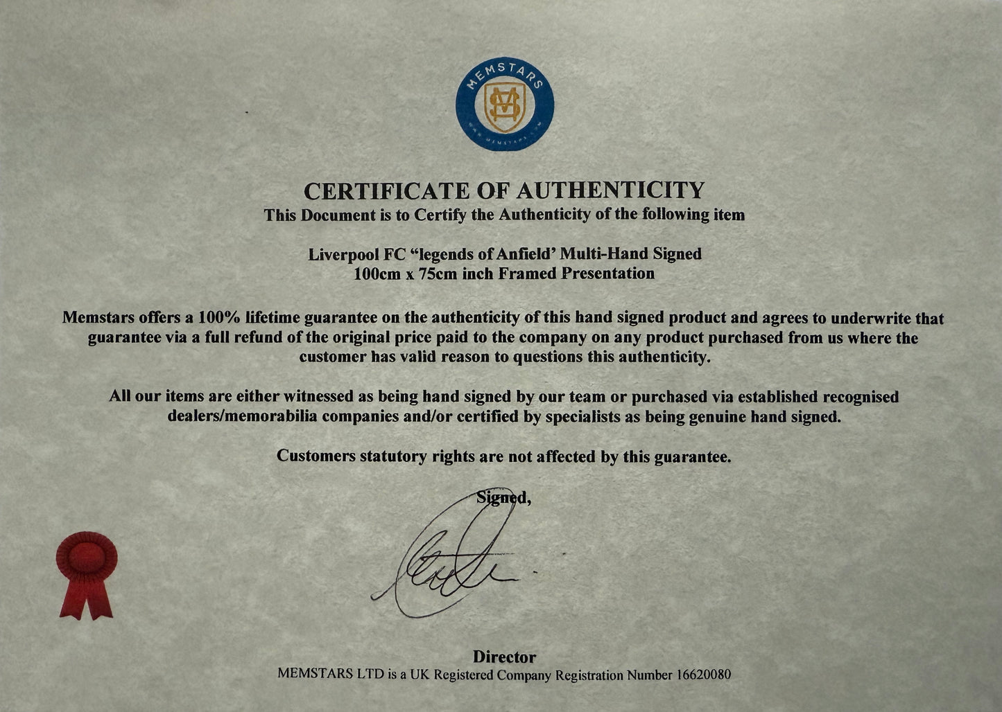 Liverpool FC Super Rare Multi-Hand Signed Ltd. Edition Presentation (100cm x 75cm) With COA