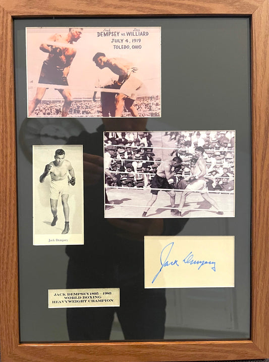 JACK DEMPSEY HAND SIGNED CARD PRESENTATION WITH AFTAL COA