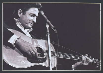 Johnny Cash, Hand Signed Original Framed Card With Photo Presentation & COA