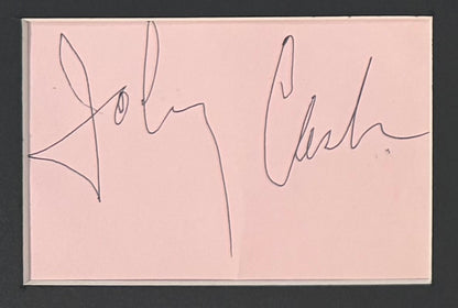 Johnny Cash, Hand Signed Original Framed Card With Photo Presentation & COA