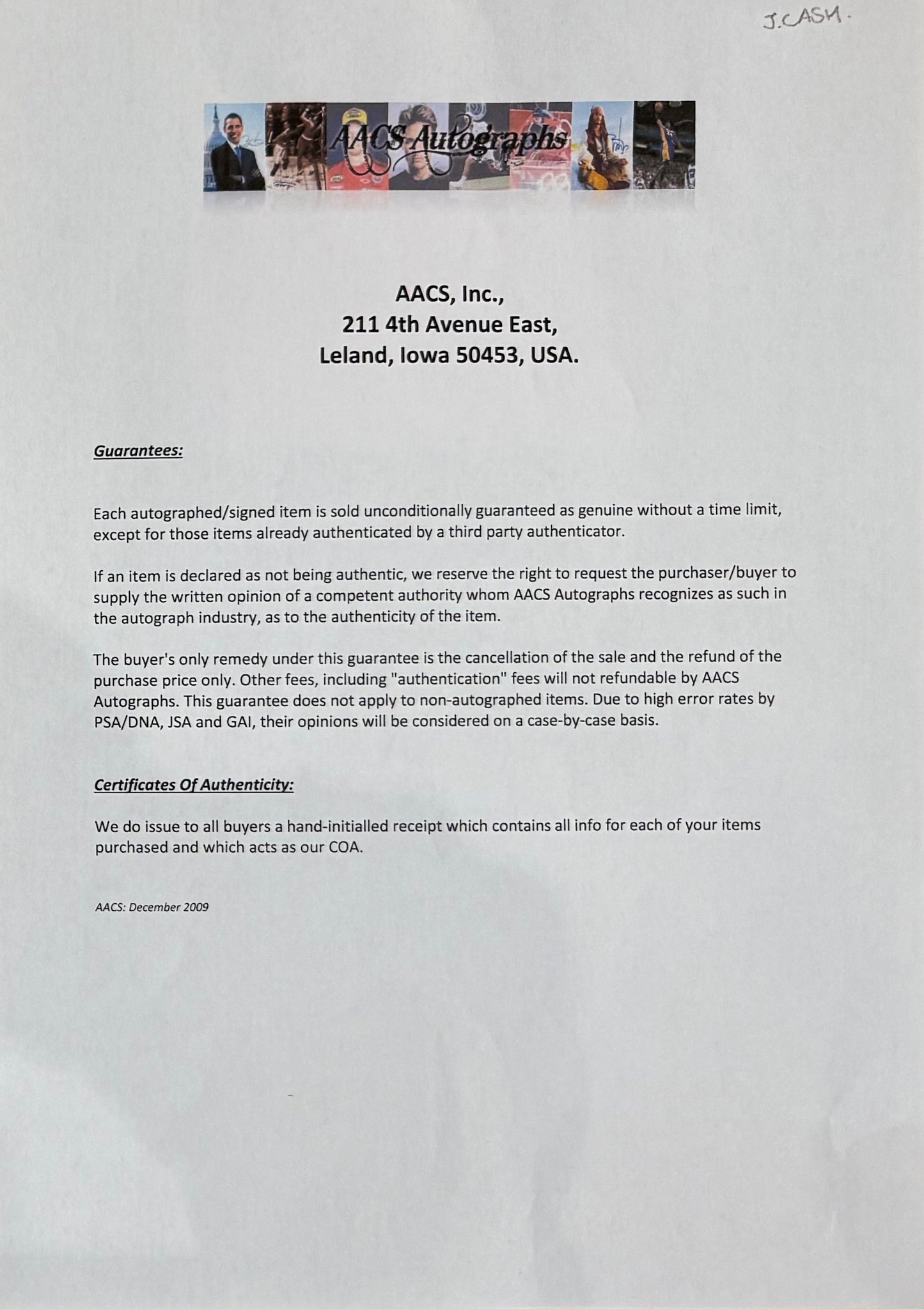 Johnny Cash, Hand Signed Original Framed Card With Photo Presentation & COA