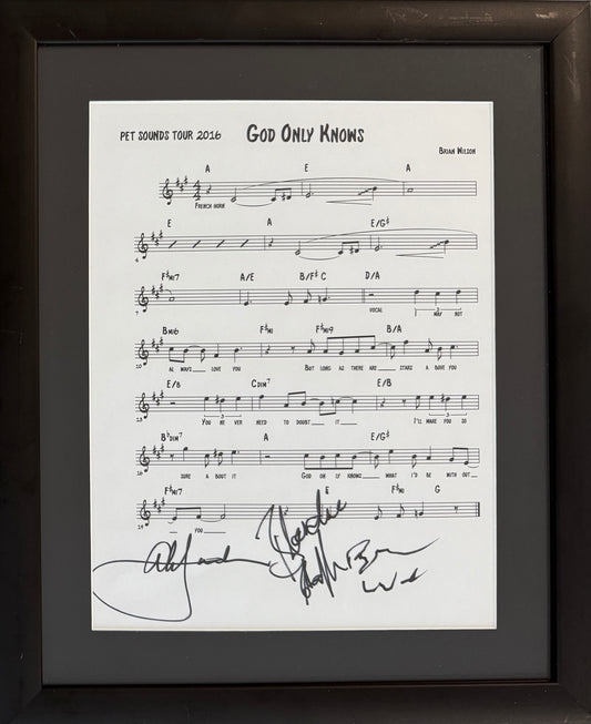 The Beach Boys; Wilson, Jardine, Chaplin Hand Signed Pet Sounds Songsheet & COA
