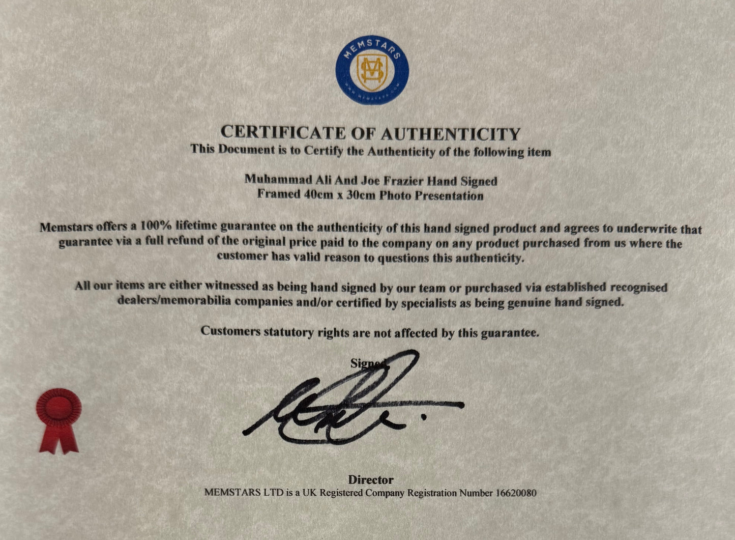 Muhammad Ali, 'The Greatest', & 'Smokin' Joe Frazier, Hand Signed Mounted Photo Presentation & COA