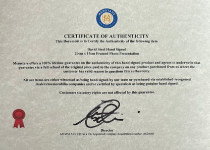 David Steel, Former Liberal Party Leader, Hand Signed Official Photo With COA