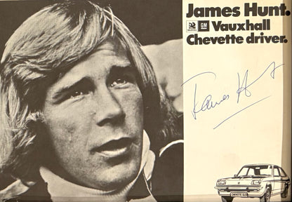 James Hunt, F1 McLaren World Champion Legend, Hand Signed Vauxhall Chevette Photocard & COA