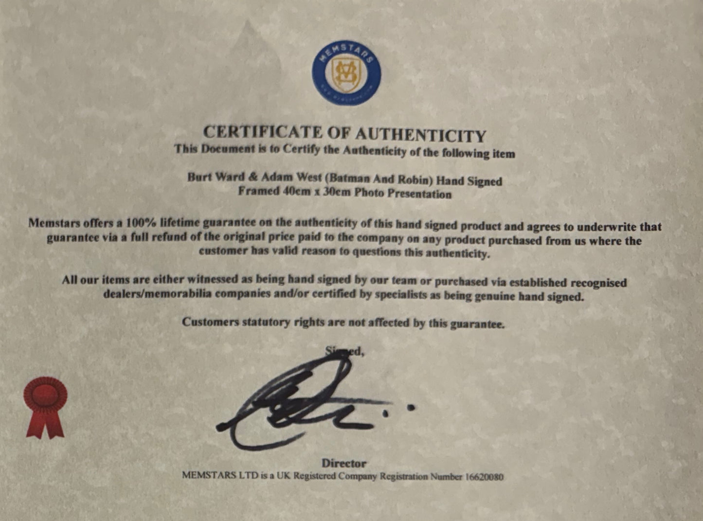 Adam West, Burt Ward, Guaranteed Hand Signed Mounted 'Batman' Presentation & COA