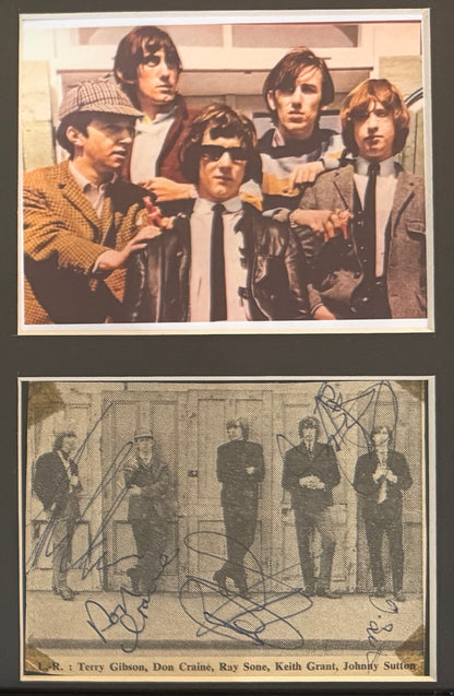 The Downliners Sect Hand Signed Framed 20cm x 15cm Magazine Cutting With COA
