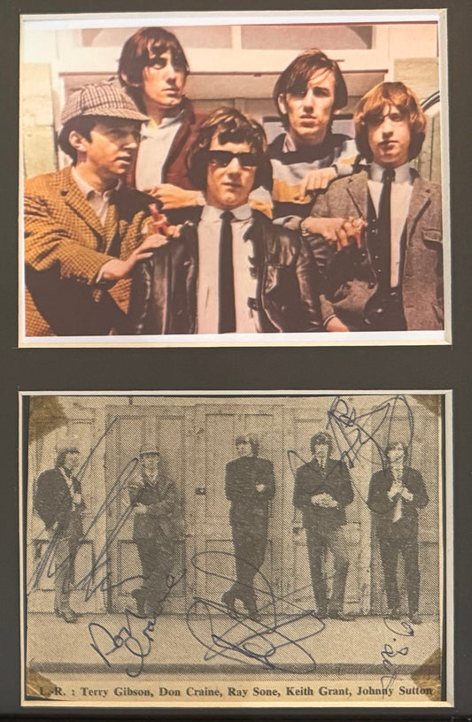 The Downliners Sect Hand Signed Framed 20cm x 15cm Magazine Cutting With COA