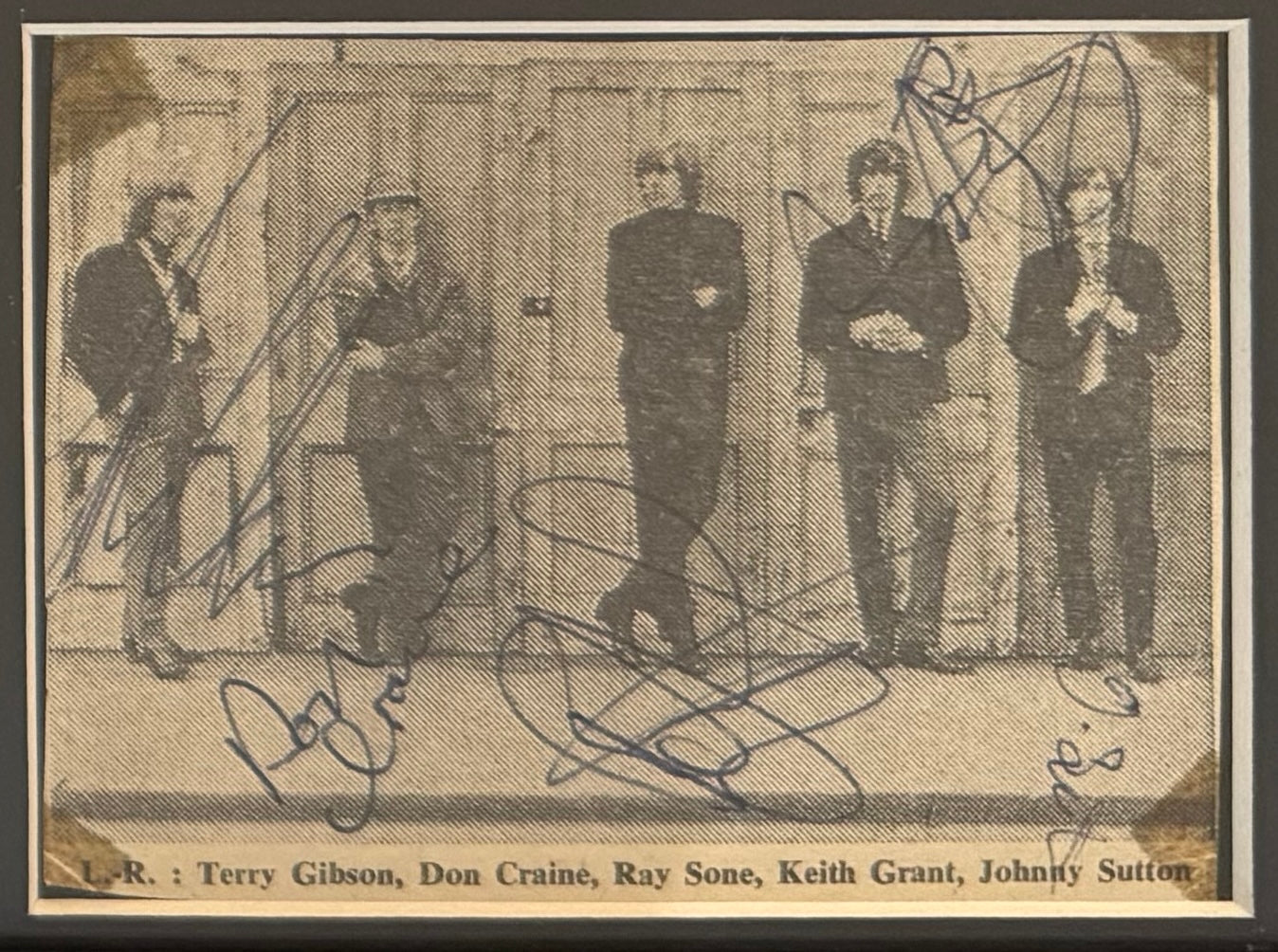 The Downliners Sect Hand Signed Framed 20cm x 15cm Magazine Cutting With COA