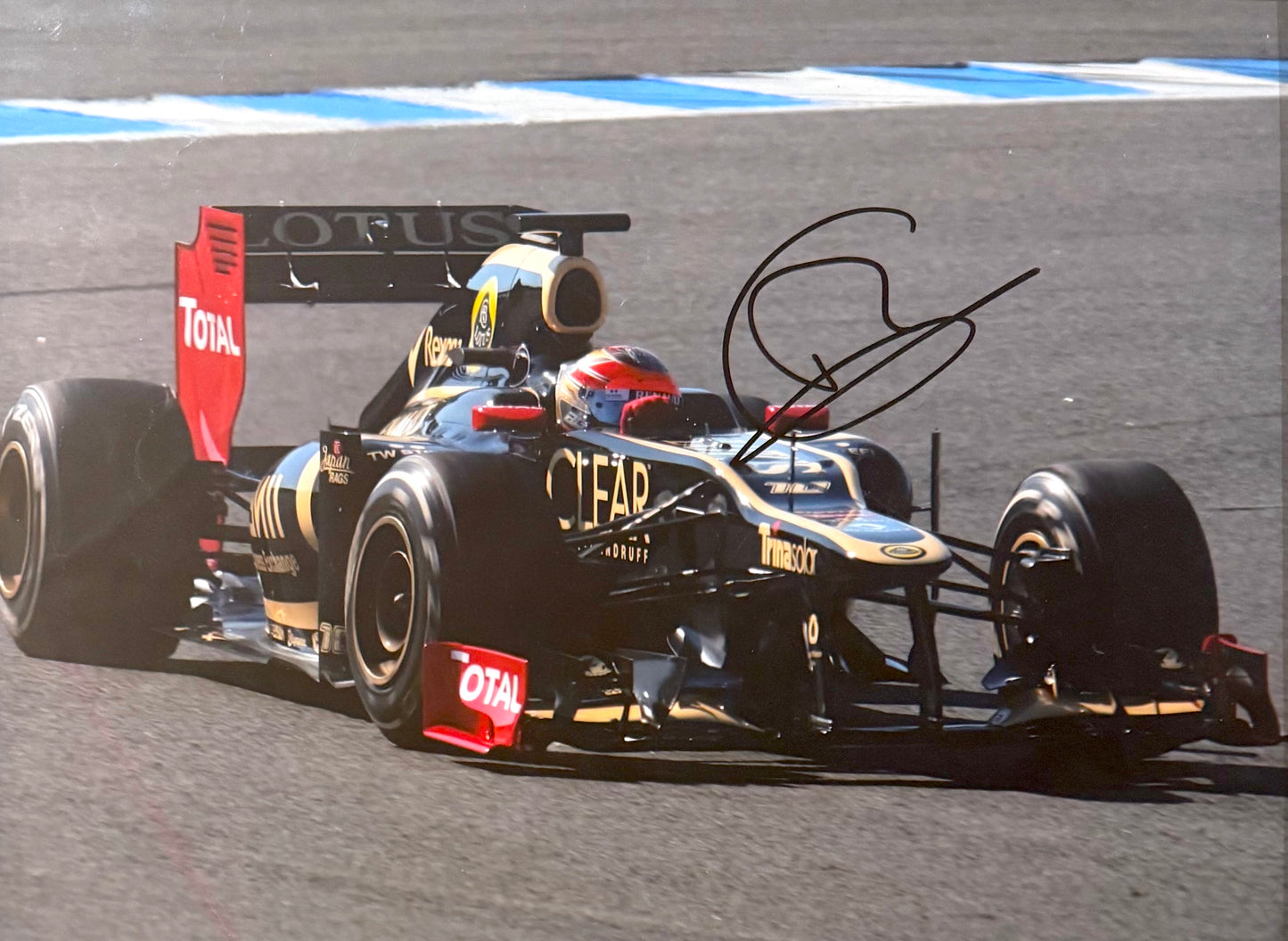 Romain Grosjean Formula 1, Hand Signed Lotus Photo With AFTAL COA