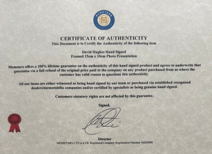 David Hughes, Opera, Pop Singer, Hand Signed Framed 15cm x 10cm Original Photo & COA