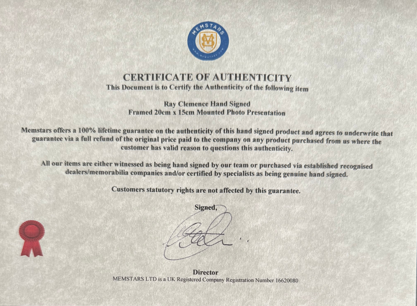 Ray Clemence, Liverpool, Spurs Legend, Hand Signed Publicity Card With COA