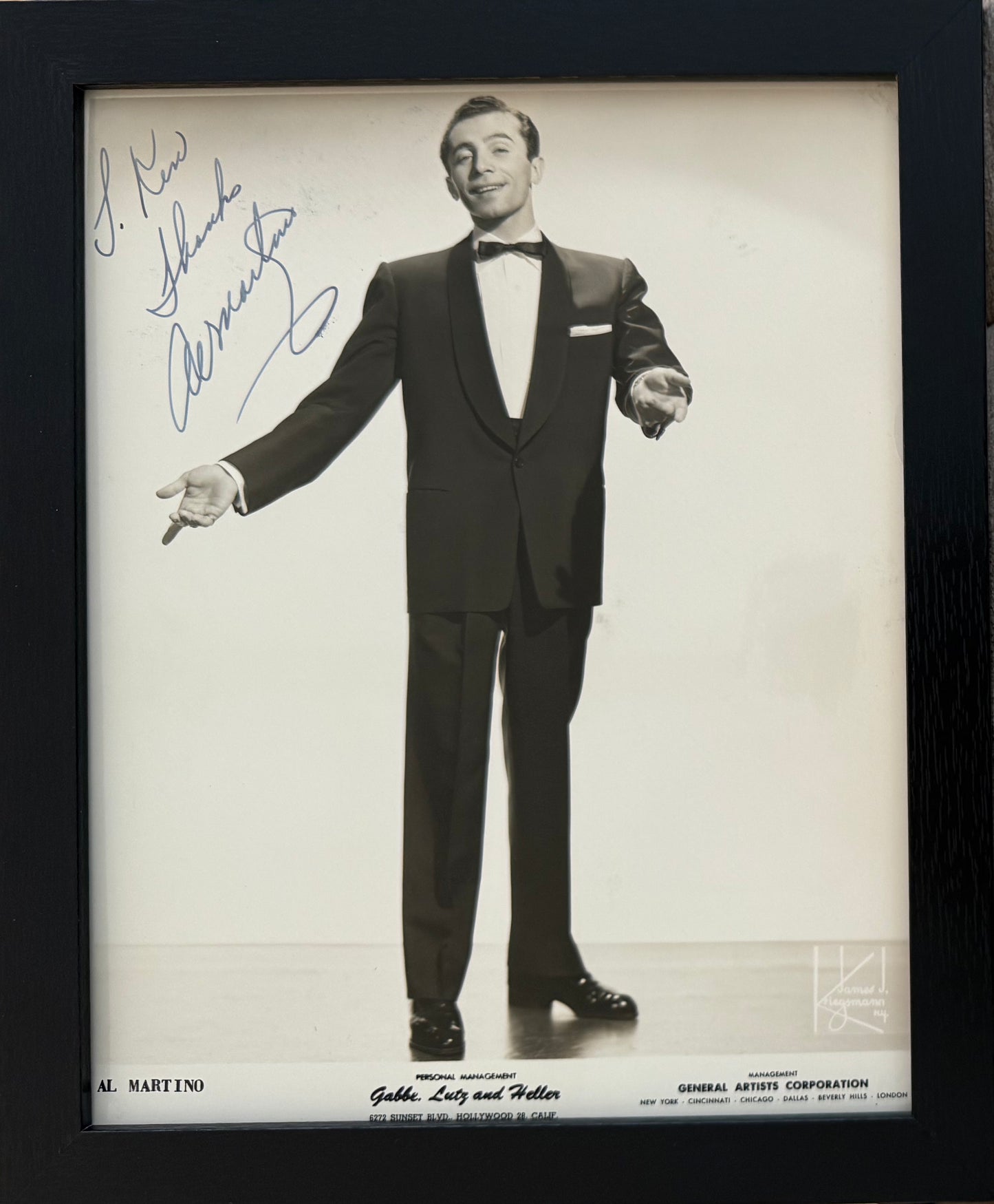 Al Martino Hand Signed Framed 25cm x 20cm Photo Presentation & COA