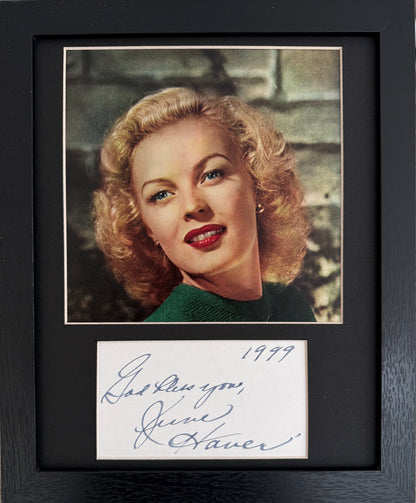 June Haver Guaranteed Hand Signed Framed Card & Photo Presentation With COA