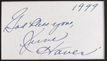 June Haver Guaranteed Hand Signed Framed Card & Photo Presentation With COA