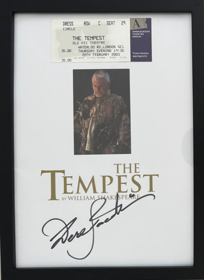 Sir Derek Jacobi, Hand Signed 'The Tempest' Theatre Programme With COA