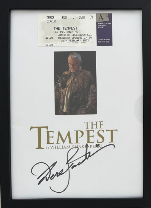 Sir Derek Jacobi, Hand Signed 'The Tempest' Theatre Programme With COA