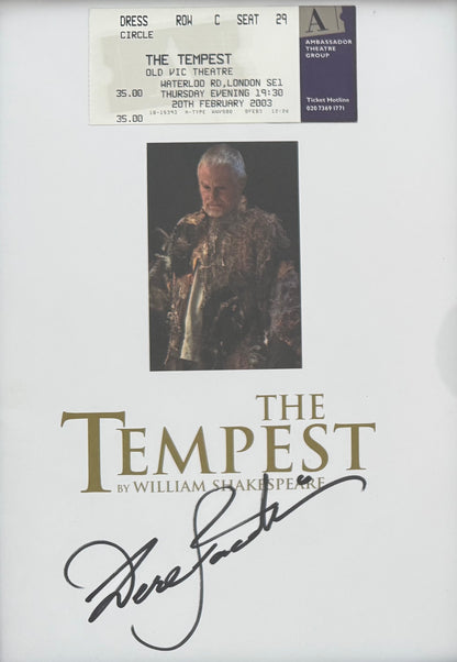 Sir Derek Jacobi, Hand Signed 'The Tempest' Theatre Programme With COA