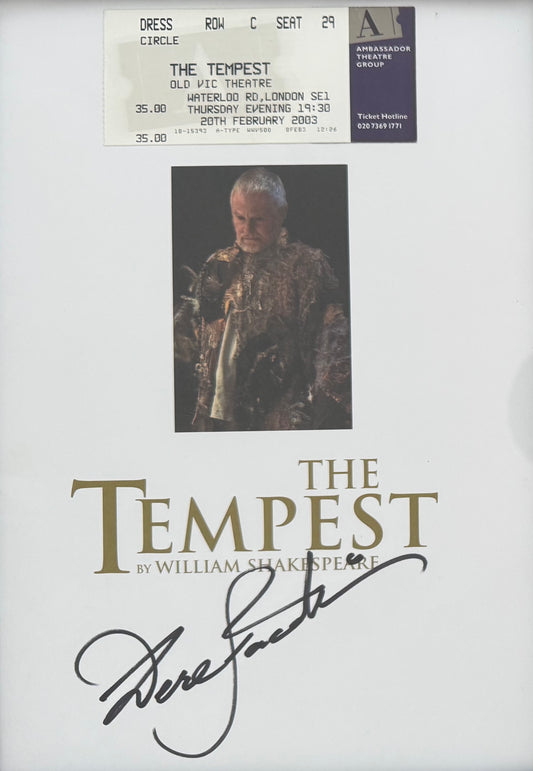 Sir Derek Jacobi, Hand Signed 'The Tempest' Theatre Programme With COA