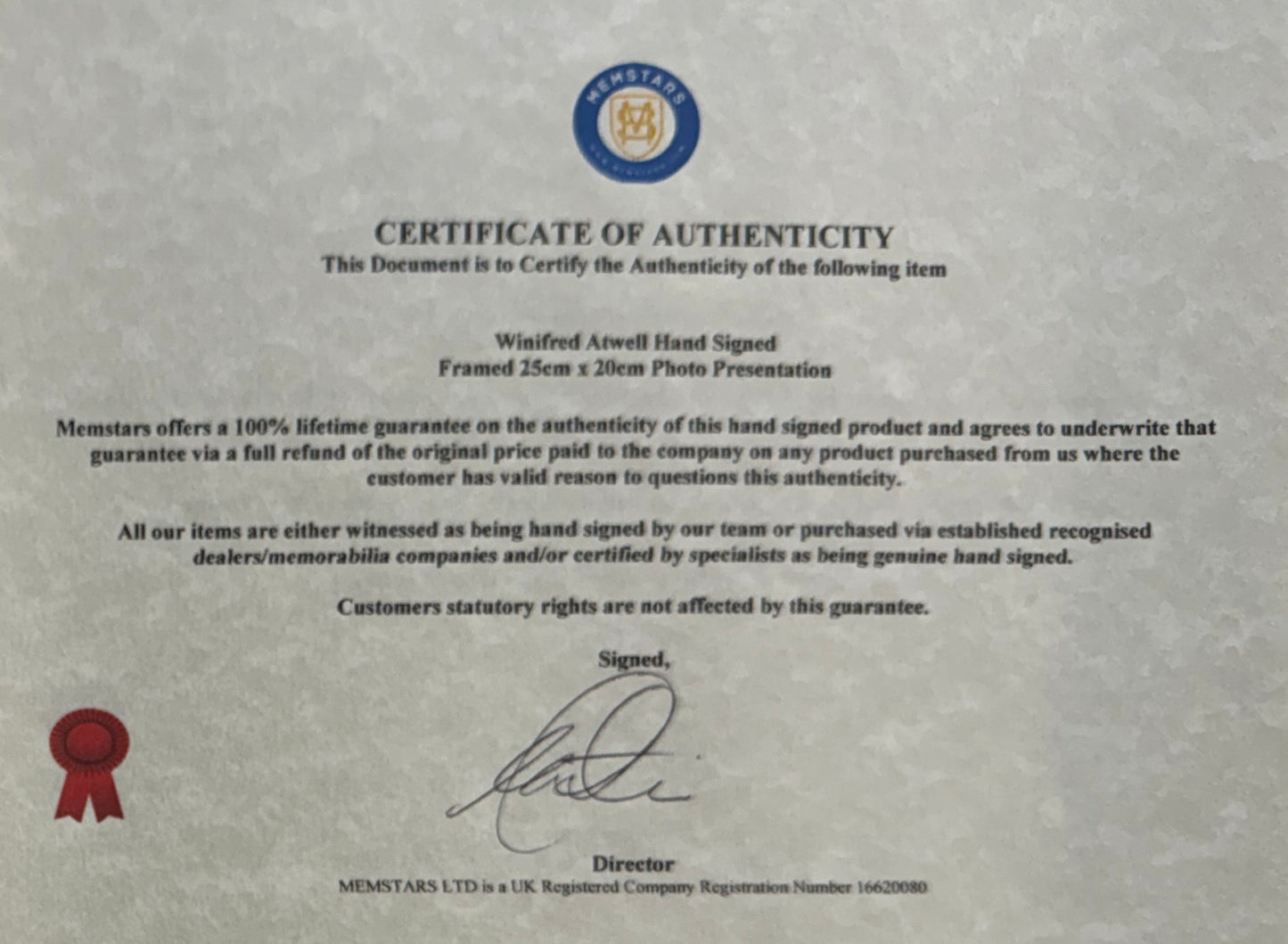 Winifred Atwell, Pianist, Composer, Hand Signed Framed 25cm x 20cm Photo COA