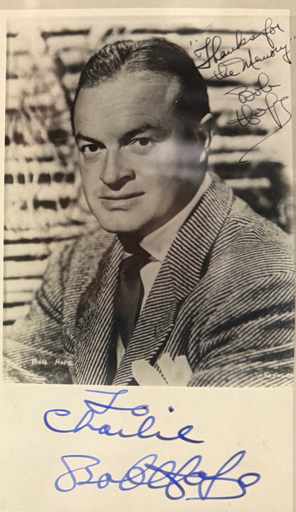 Bob Hope Hand Signed Framed 15cm x 10cm Publicity Photo & COA