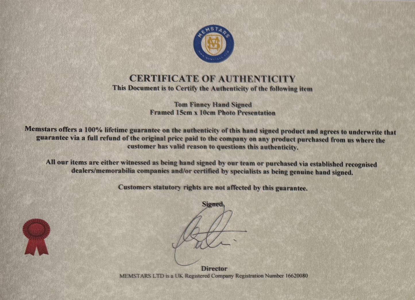 Albert Finney, Actor, Hand Signed Publicity Photo & COA