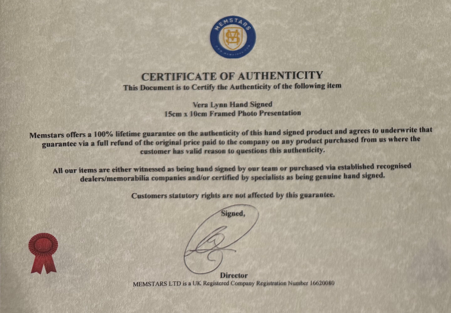 Dame Vera Lynn Hand Signed Framed Colour Photo & COA